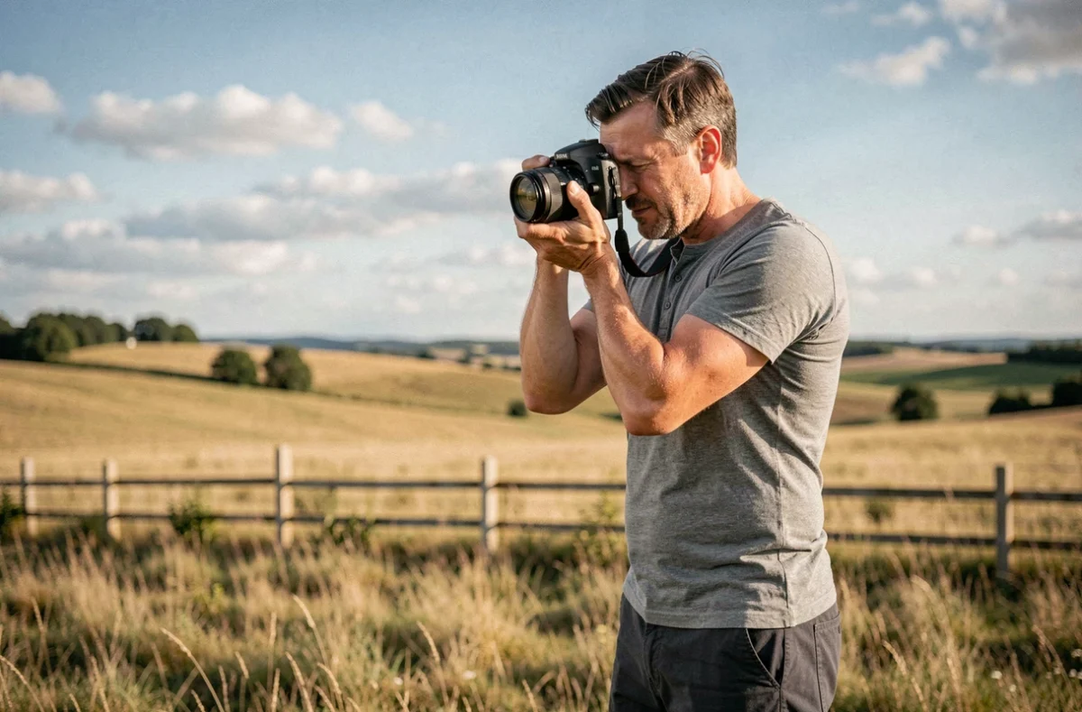Photographe Billy Photographie en plein travail lors d'une séance photo en extérieur dans le Val-d'Oise