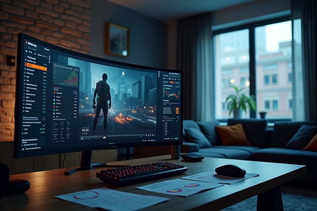 Bureau gaming avec documents financiers de Rockstar évoquant la date de sortie anticipée de GTA 6