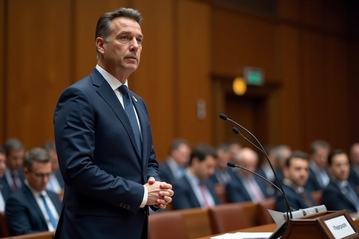 Journaliste en costume lors d