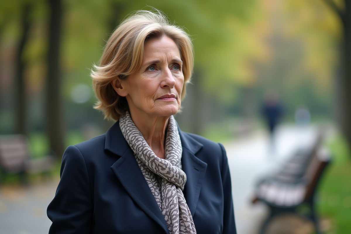 Femme senior confiante dans un parc urbain