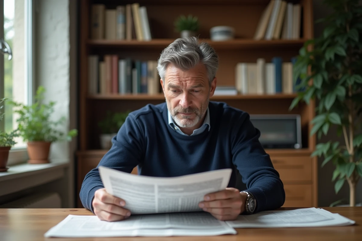 Homme d'âge moyen résolvant un casse-tête dans un bureau