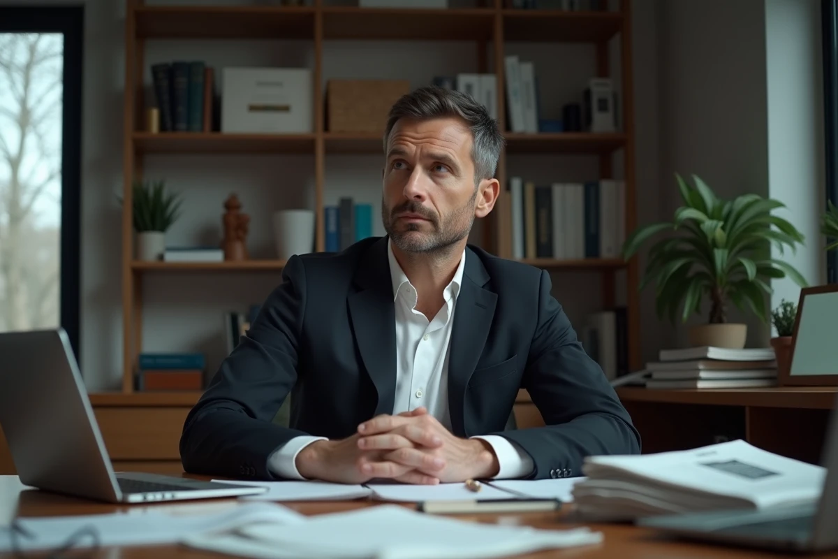 Journaliste homme sérieux dans un bureau de presse