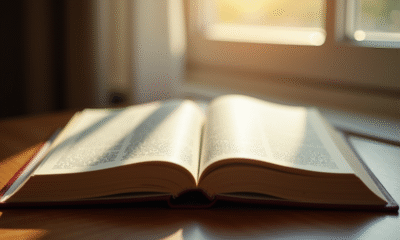 Livre de droit ouvert sur un bureau ensoleille