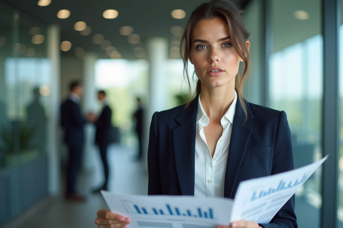 Professionnelle tenant un rapport financier de Rockstar analysant les indices sur la sortie de GTA 6