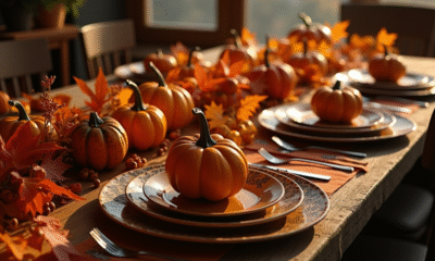 Table de Halloween élégante avec plats de citrouille